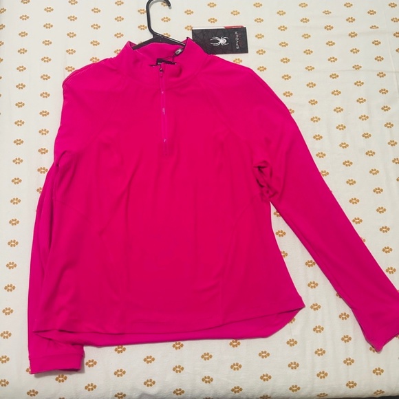 SALE Spyder Active Hot Pink Quarter Zip Long Sleeve Shirt - Picture 2 of 9